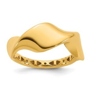 Leslie's 14k Yellow Gold Polished Wavy Ring- Available in sizes 6, 7, and 8